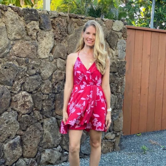 Express Dresses & Skirts - Express Floral Satin Wrap Dress